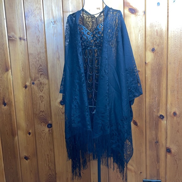 just be Tops - Just be black western floral see through cardigan one size lace top country